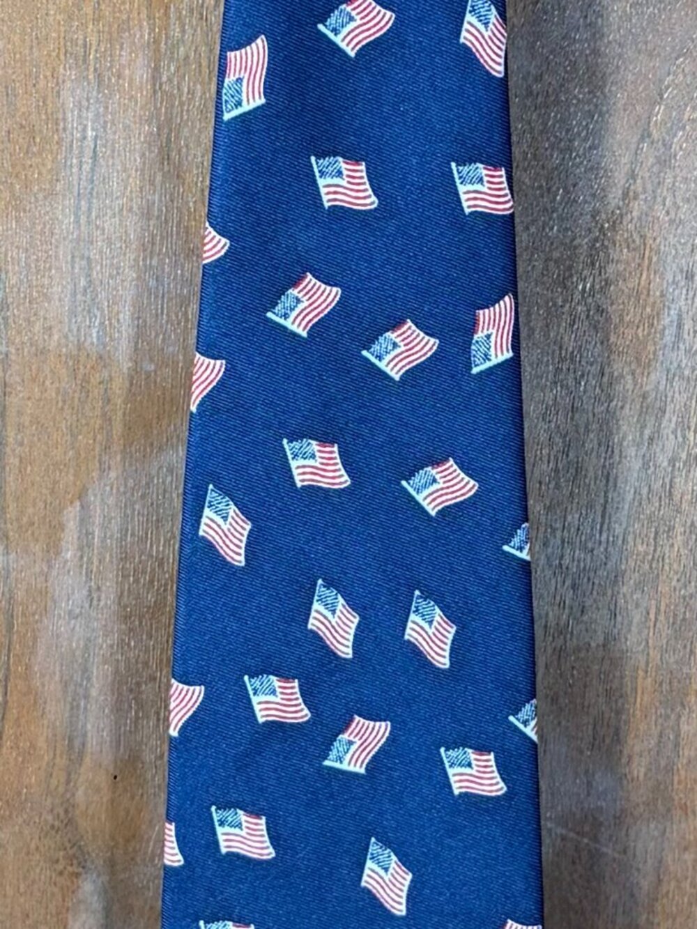 Aspen Design American Flag Navy Blue Mens Tie - EUC